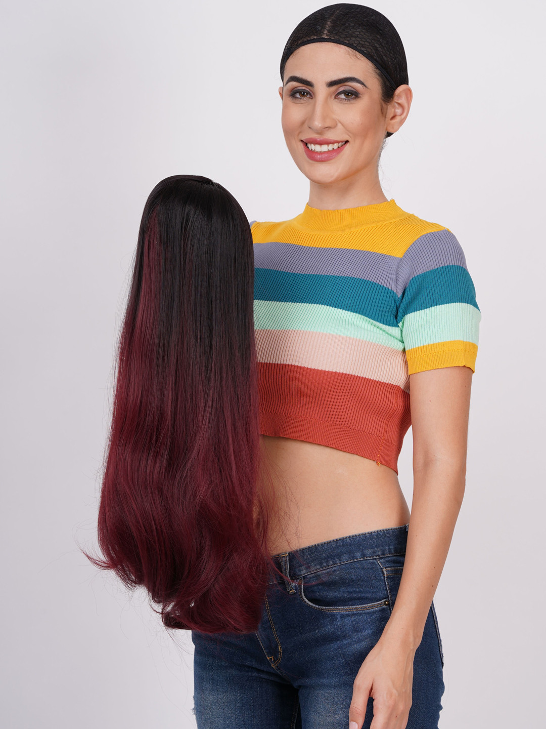 CRIBE Halo Straight Scalp Topper Hair Extension - Brown Red - 28 Inch