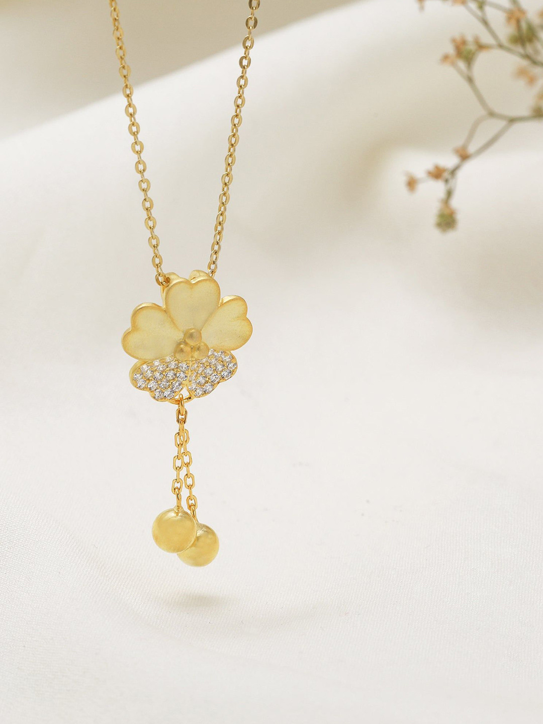 GIVA 925 Silver Gold Plated CZ-Studded Flower Girl Set