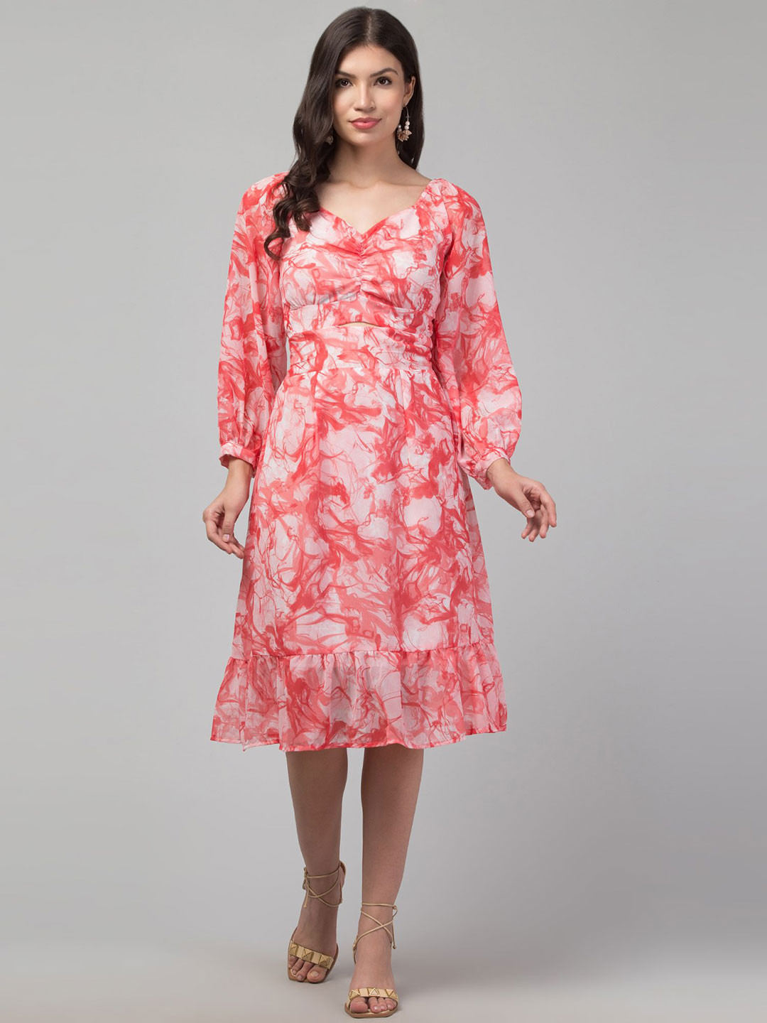 My Swag Women Tie and Dye Fit and Flare Midi Dress