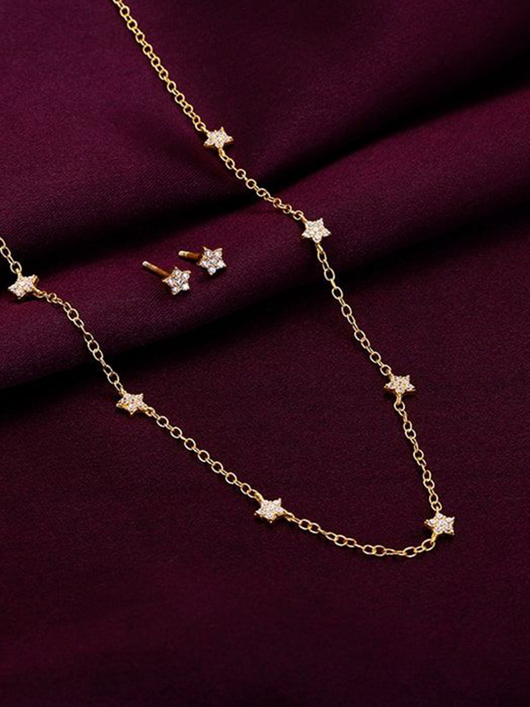 GIVA Anushka Sharma Star Constellation 925 Silver Gold-Plated CZ Studded Jewellery Set