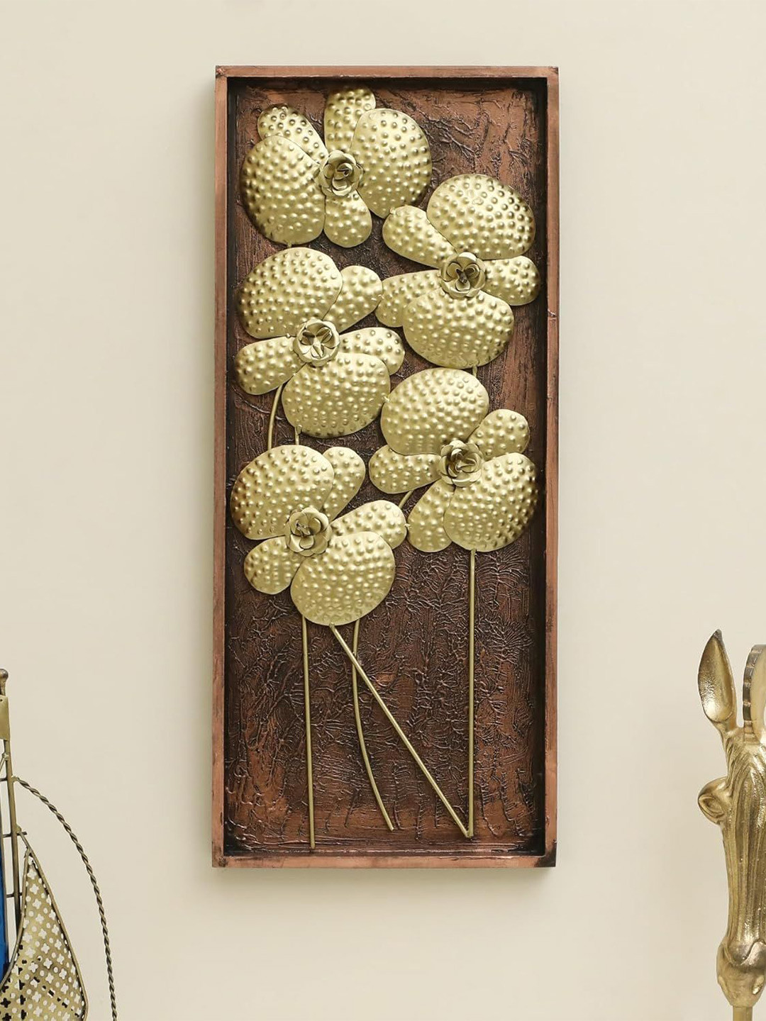 vedas Metal Glossy Hanging Hall Floral Wall Decor-30In