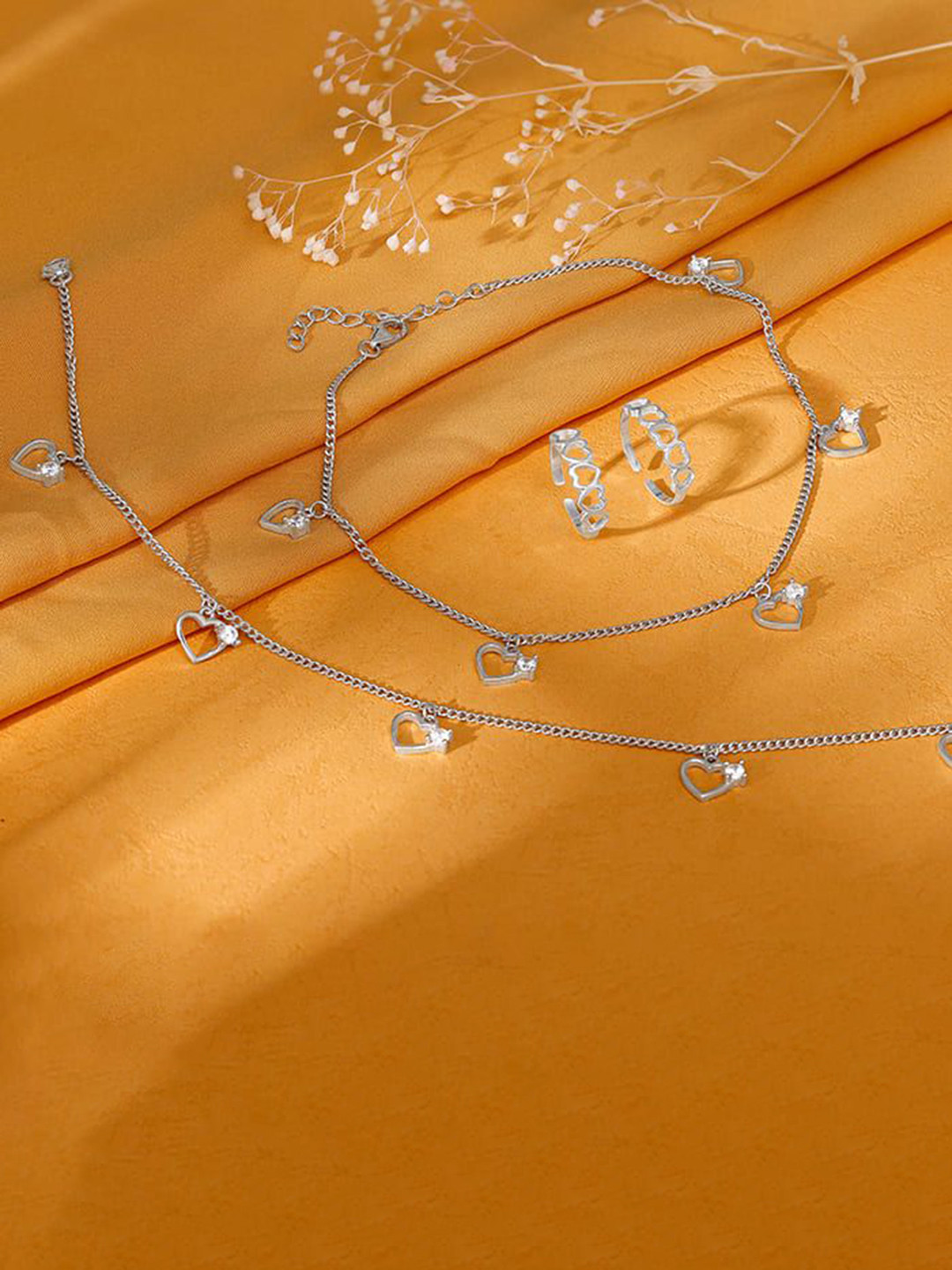 GIVA Silver Cubic Zirconia-Studded Kadambari Jewellery Set