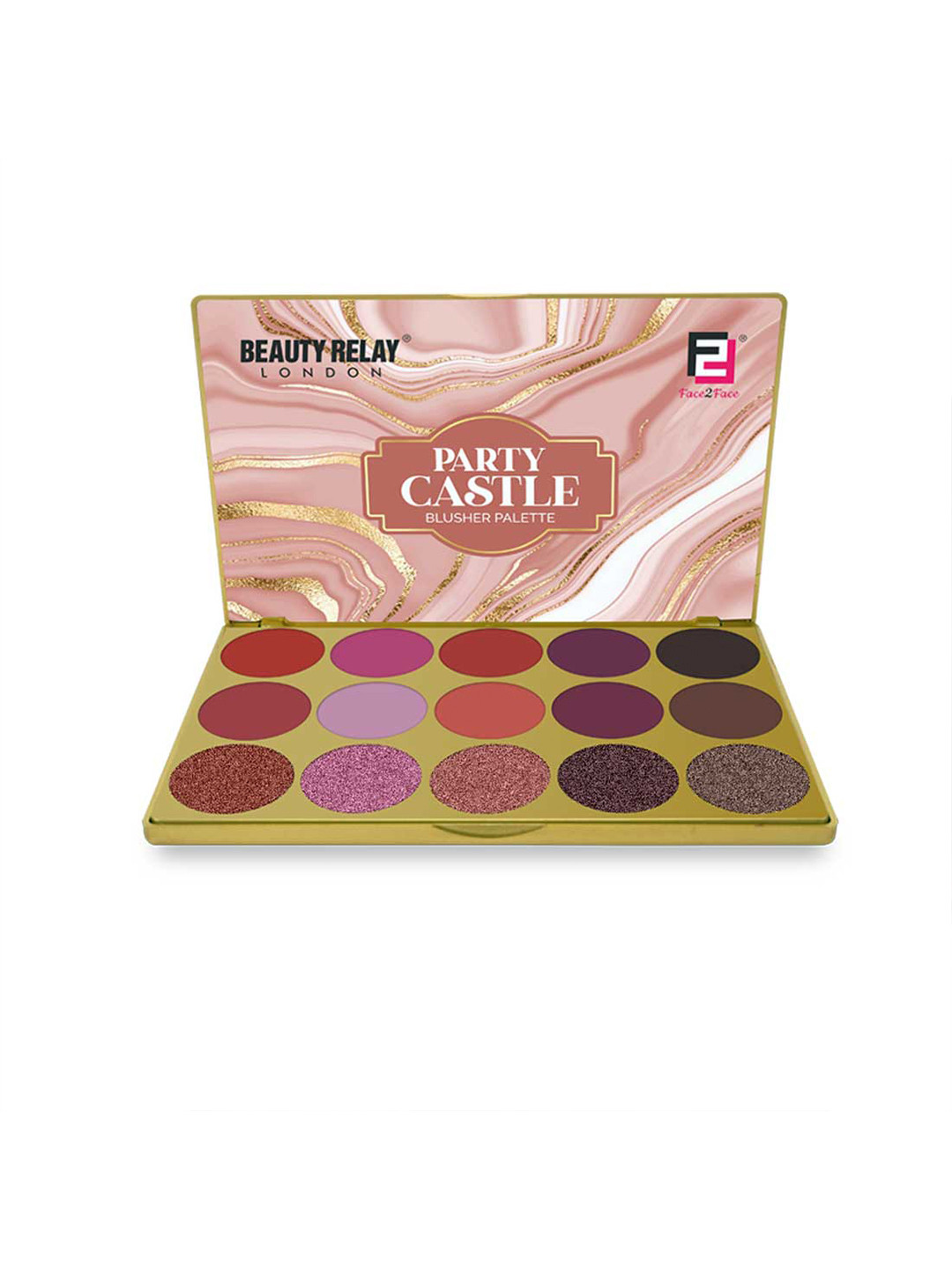 BeautyRelay London Face 2 Face Party Castle Blusher Palette With 15 Shades 52gm