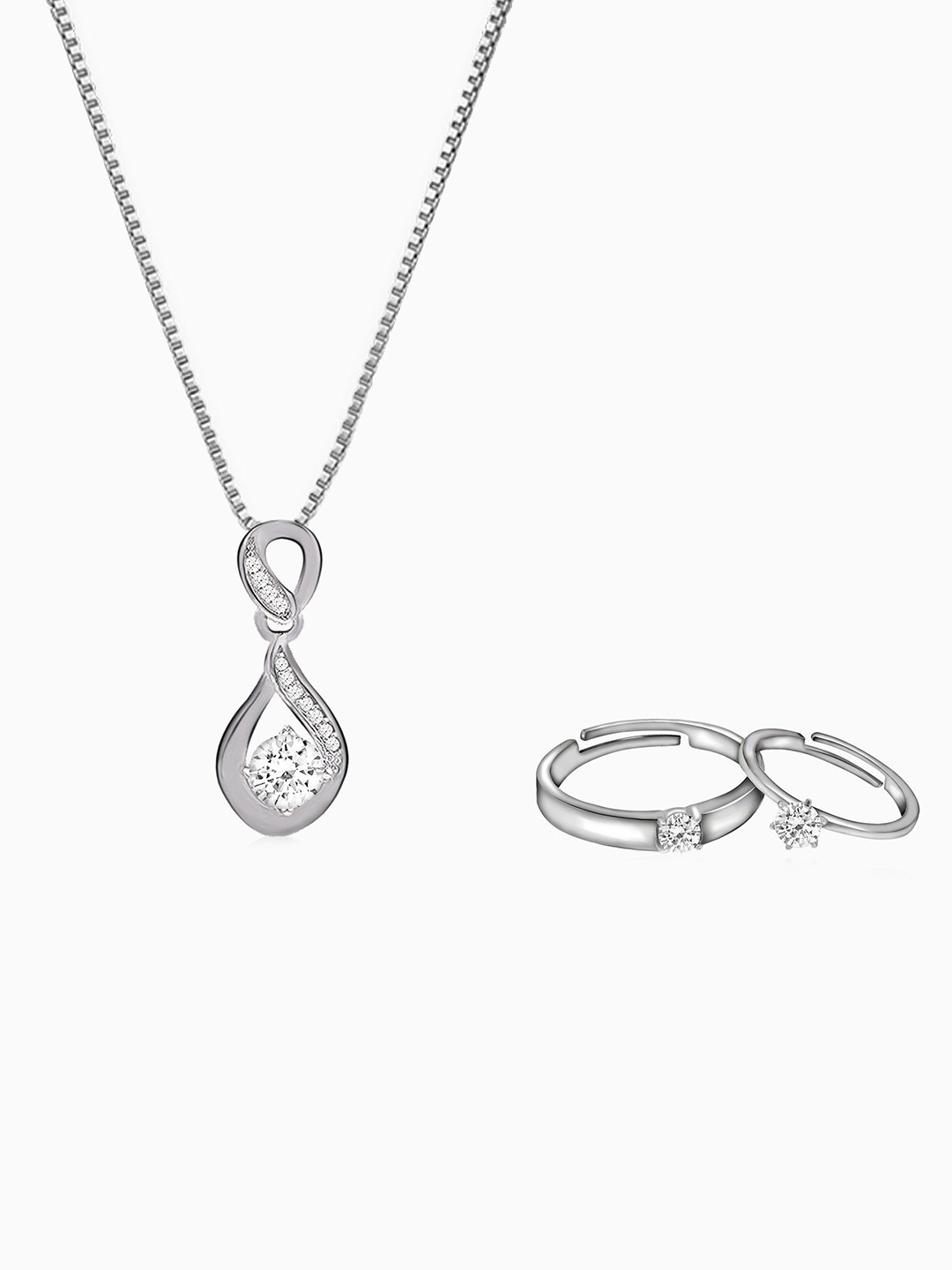 GIVA 925 Silver Rhodium-Plated Cubic Zirconia Studded Twist Of Love Set