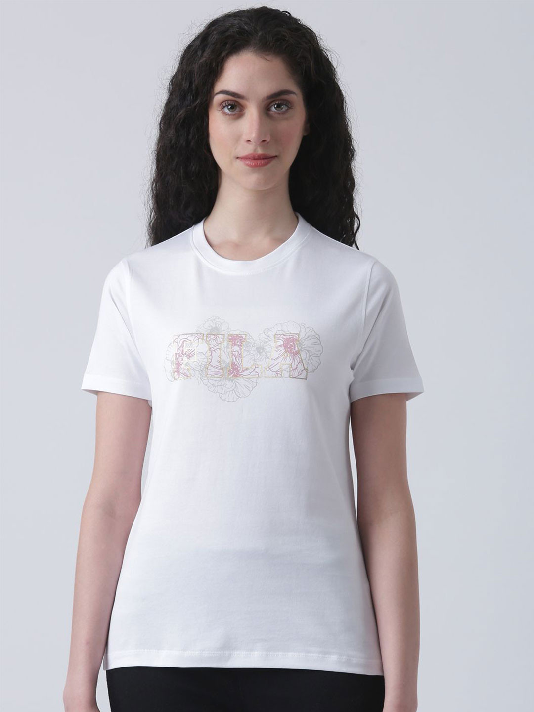 FILA Women SALLIE Printed Round Neck Cotton T-shirt