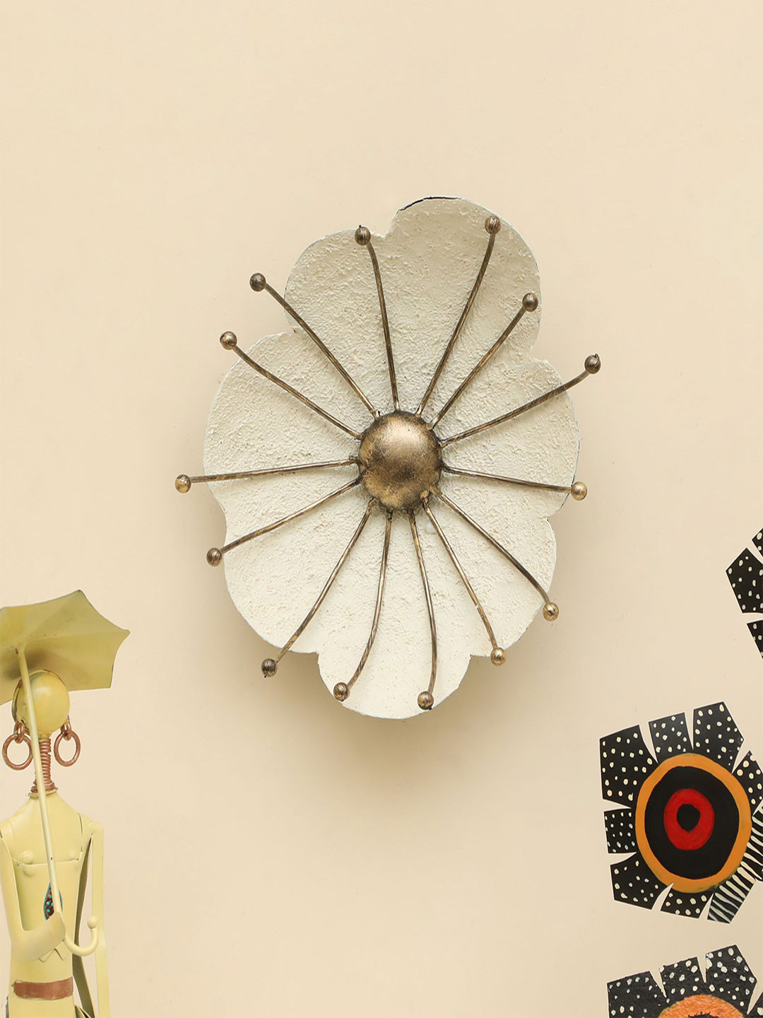 vedas Soma Abstarct Flower Metal Glossy Hanging Hall Floral Wall Decor-3.9In