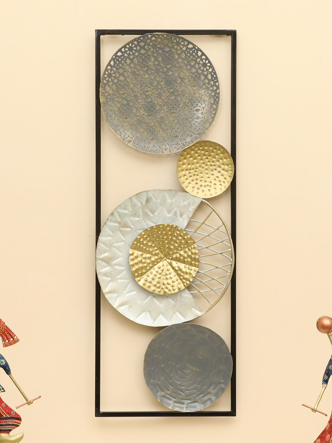 vedas Abstract Metal Matte Hanging Hall Abstract Wall Decor-30In