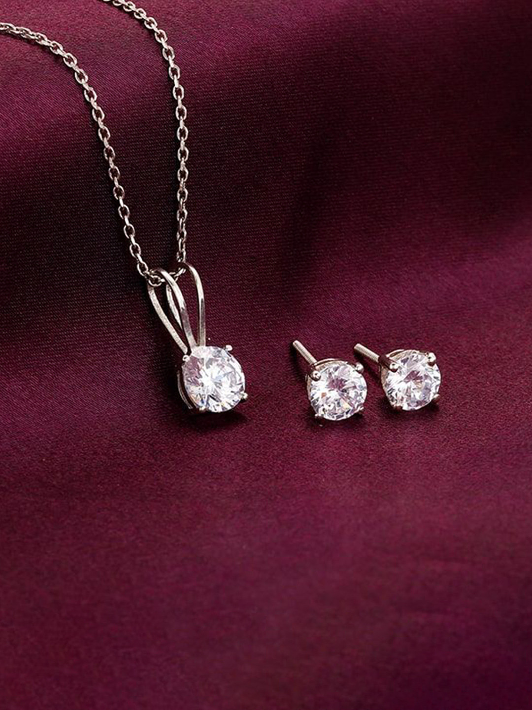 GIVA Anushka Sharma Classic 925 Silver Cubic Zirconia Studded Jewellery Set