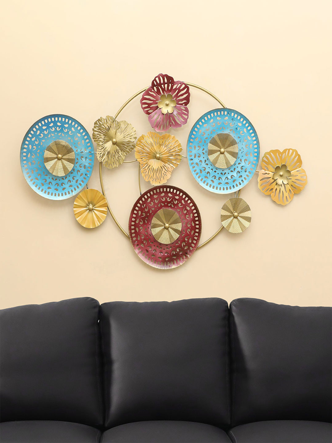 vedas Fuji Metal Floral Matte Hanging Hall Wall Hangings-27In