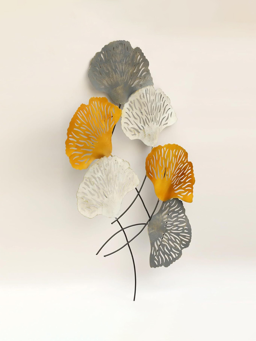 vedas Ginko Leaf Metal Floral Matte Hanging Hall Wall Hangings-38.2In