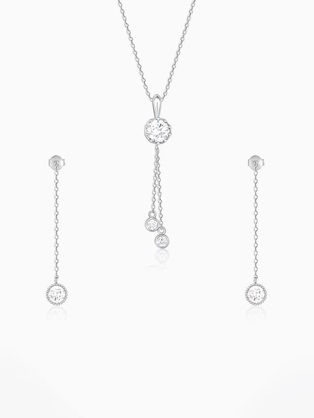 GIVA 925 Sterling Silver Rhodium-Plated Cubic Zirconia Elegance On The Rise Jewellery Set