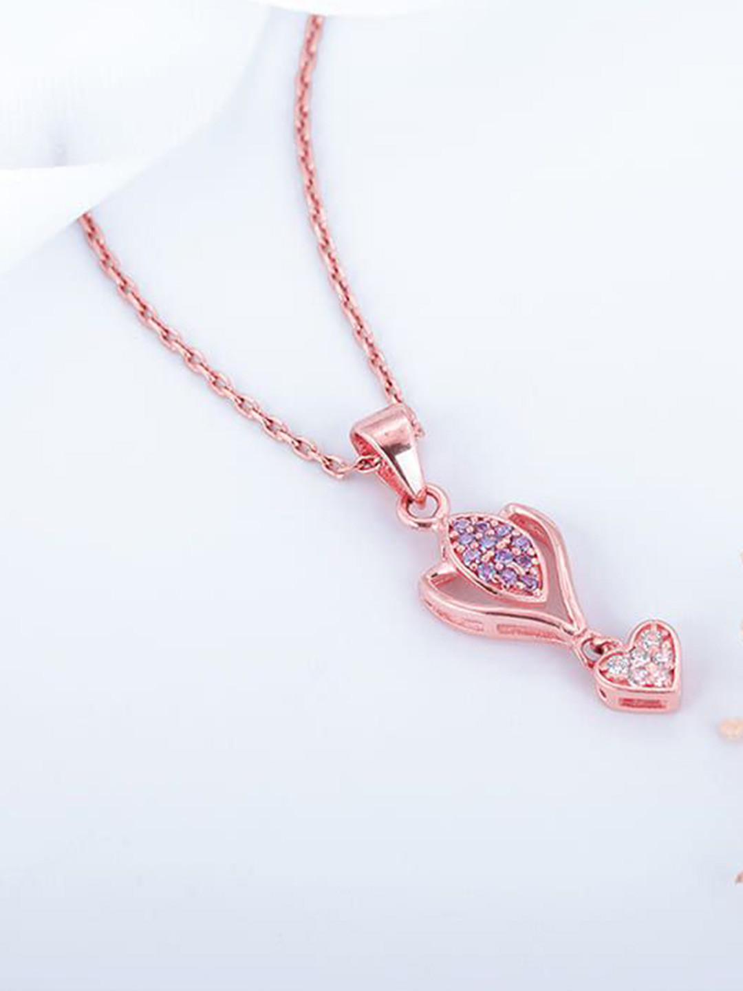 GIVA 925 Silver Rose Gold-Plated Cubic Zirconia Crocus Grace Set