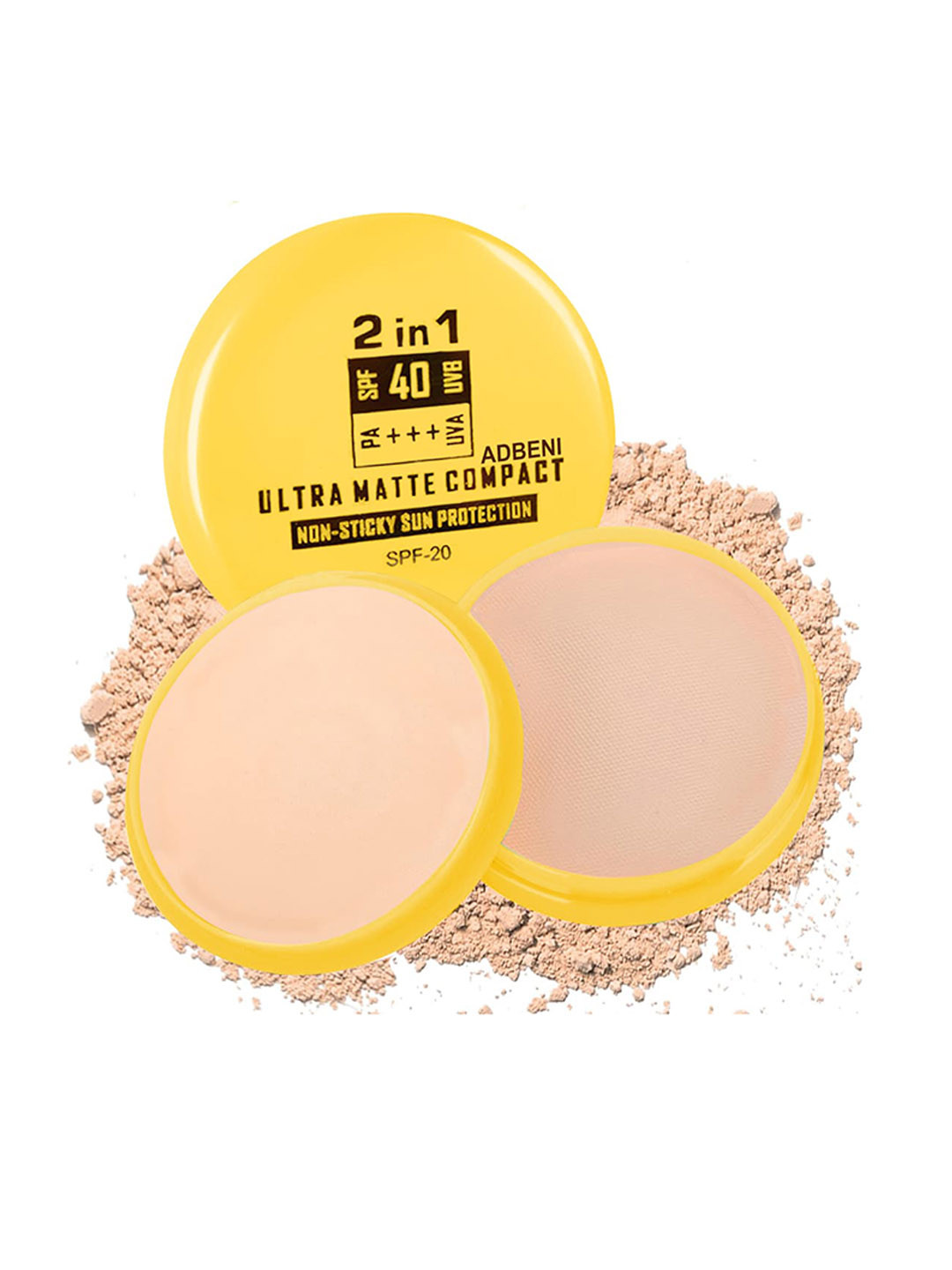 Adbeni 2-In-1 Ultra Matte Non Sticky Face Compact Powder SPF 40 - 15g - AC1141