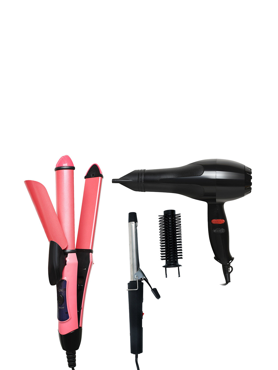 NIRVANI Set of 3 2800 Hair Dryer With 2009 2 in 1 Hair Straightener & Iron Rod Hair Curler