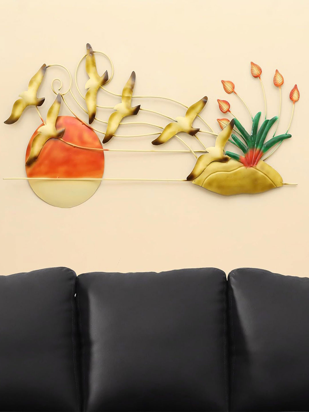 vedas Bibi Flying Bird Metal Glossy Hanging Hall Wall Hangings-39.8In