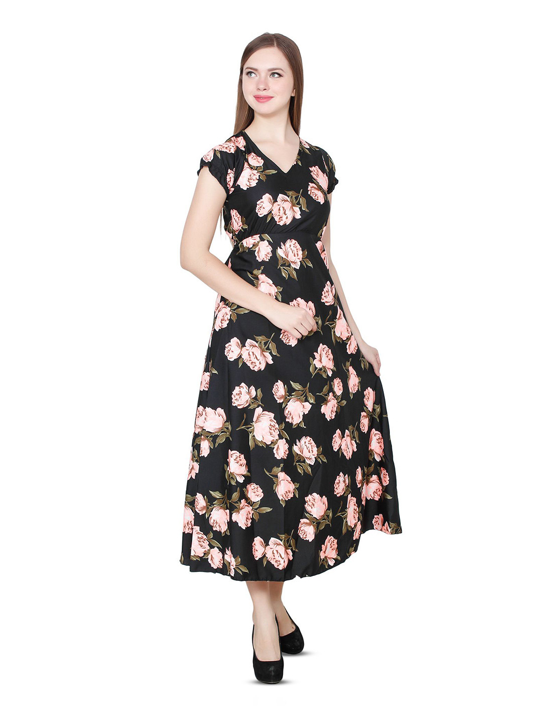 My Swag Floral Print Crepe A-Line Maxi Dress