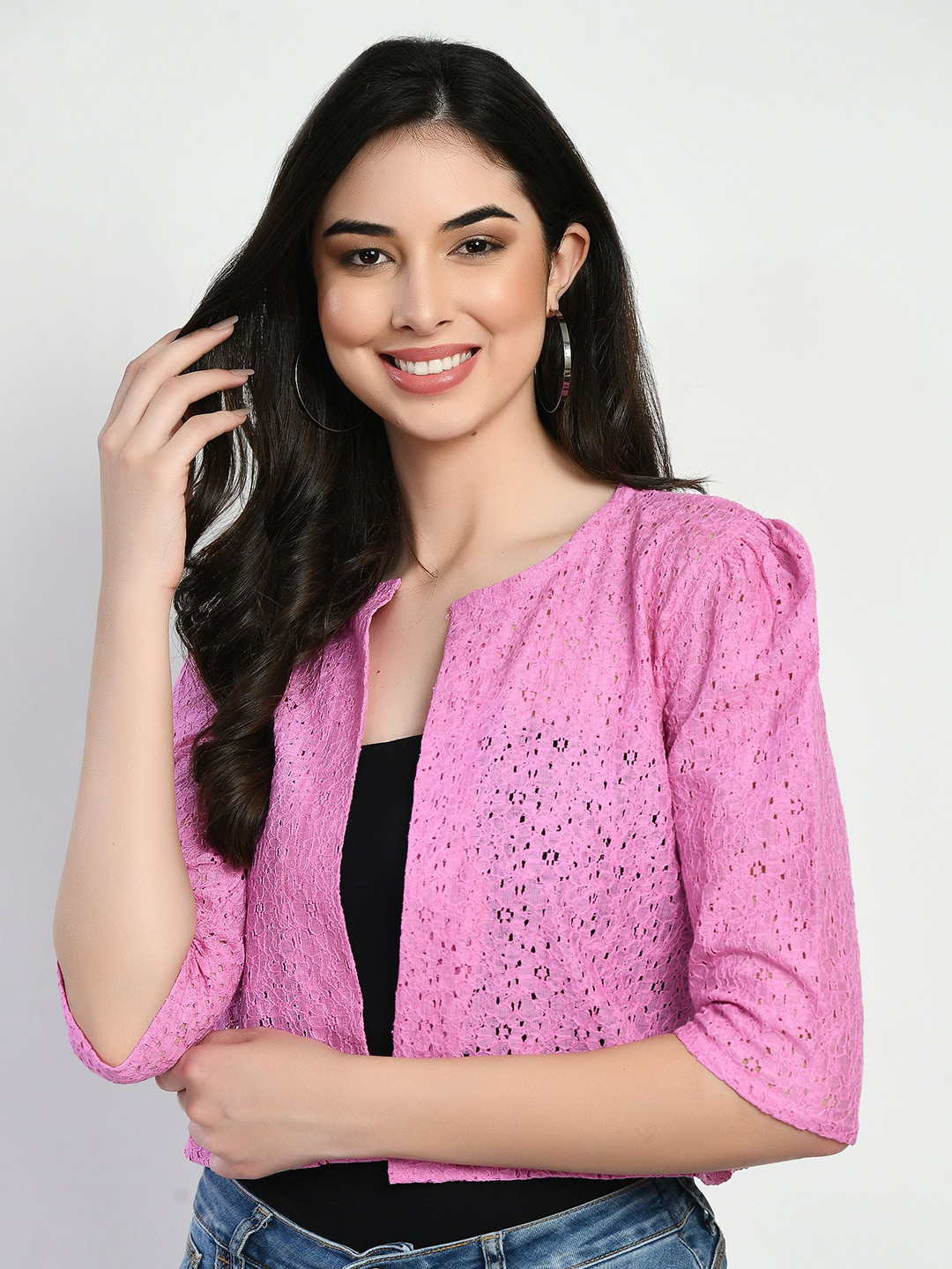 RAYWARE Women Printed Crop Shrug