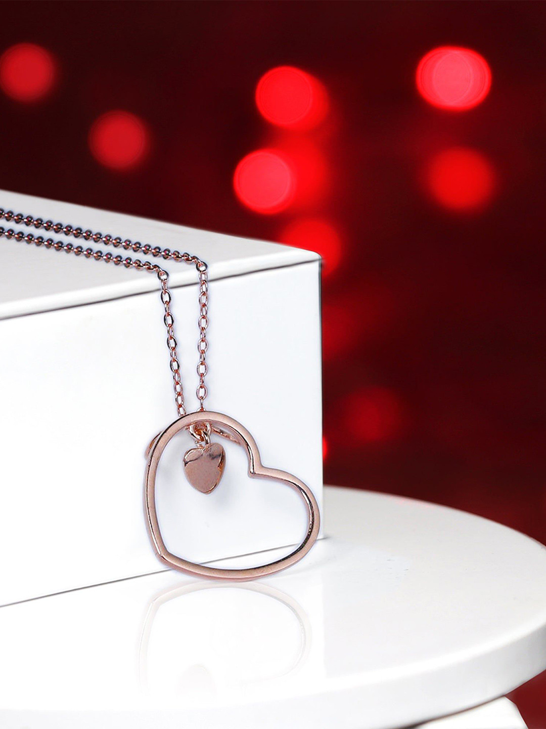 GIVA 925 Sterling Silver Rose Gold-Plated Crown Heart Duo Jewellery Set