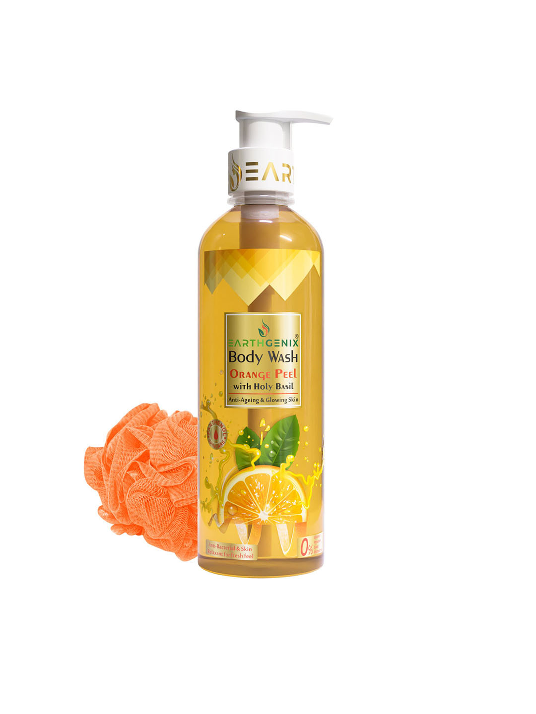 Earthgenix Body Wash Orange Peel With Holy Basil With Free Loofah- 300 ml