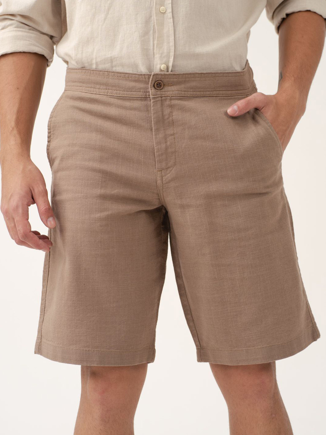 The Pant Project Men Baga Brown Relaxed-Fit All Day Cotton Lounge Shorts with Drawstring