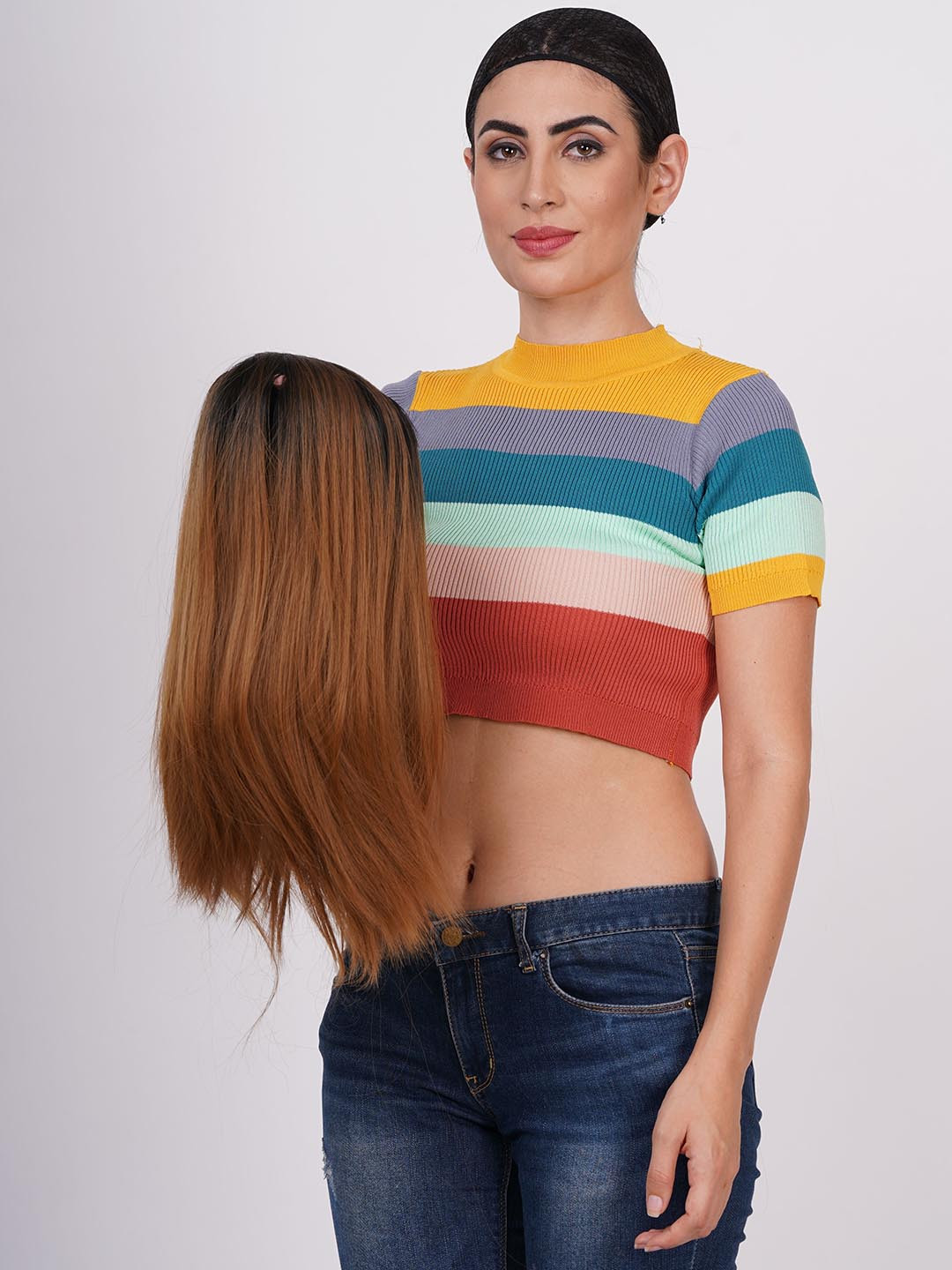 CRIBE Halo Toupee Straight Hair Extension - Honey Brown - 28 Inch