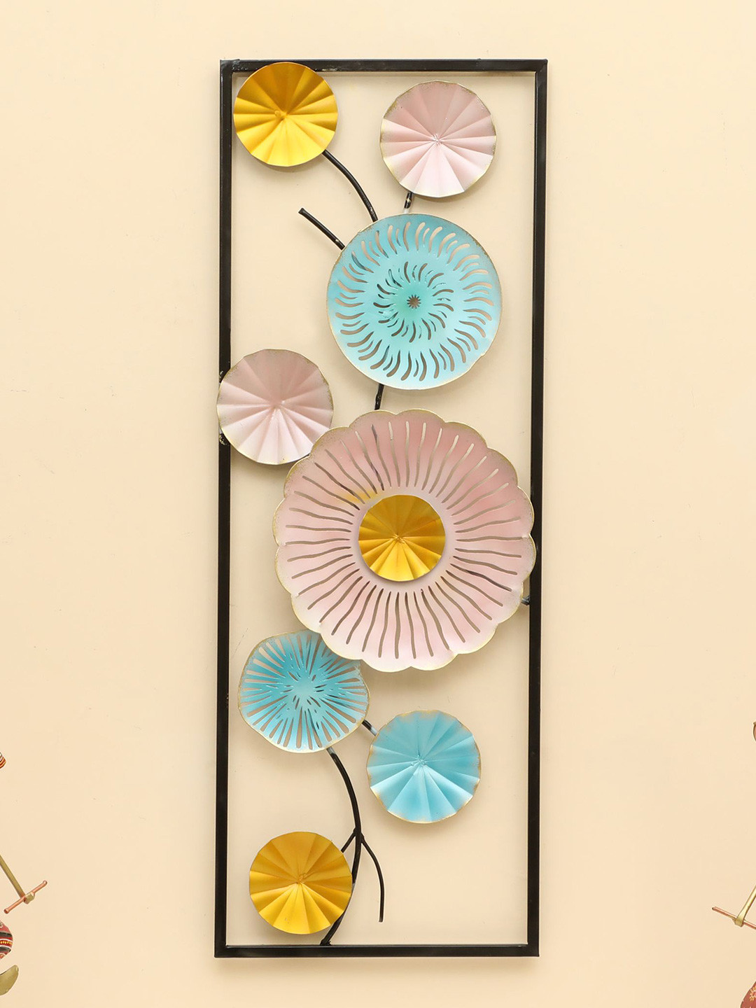vedas Jenna Flower Metal Glossy Hanging Hall Floral Wall Decor-30In