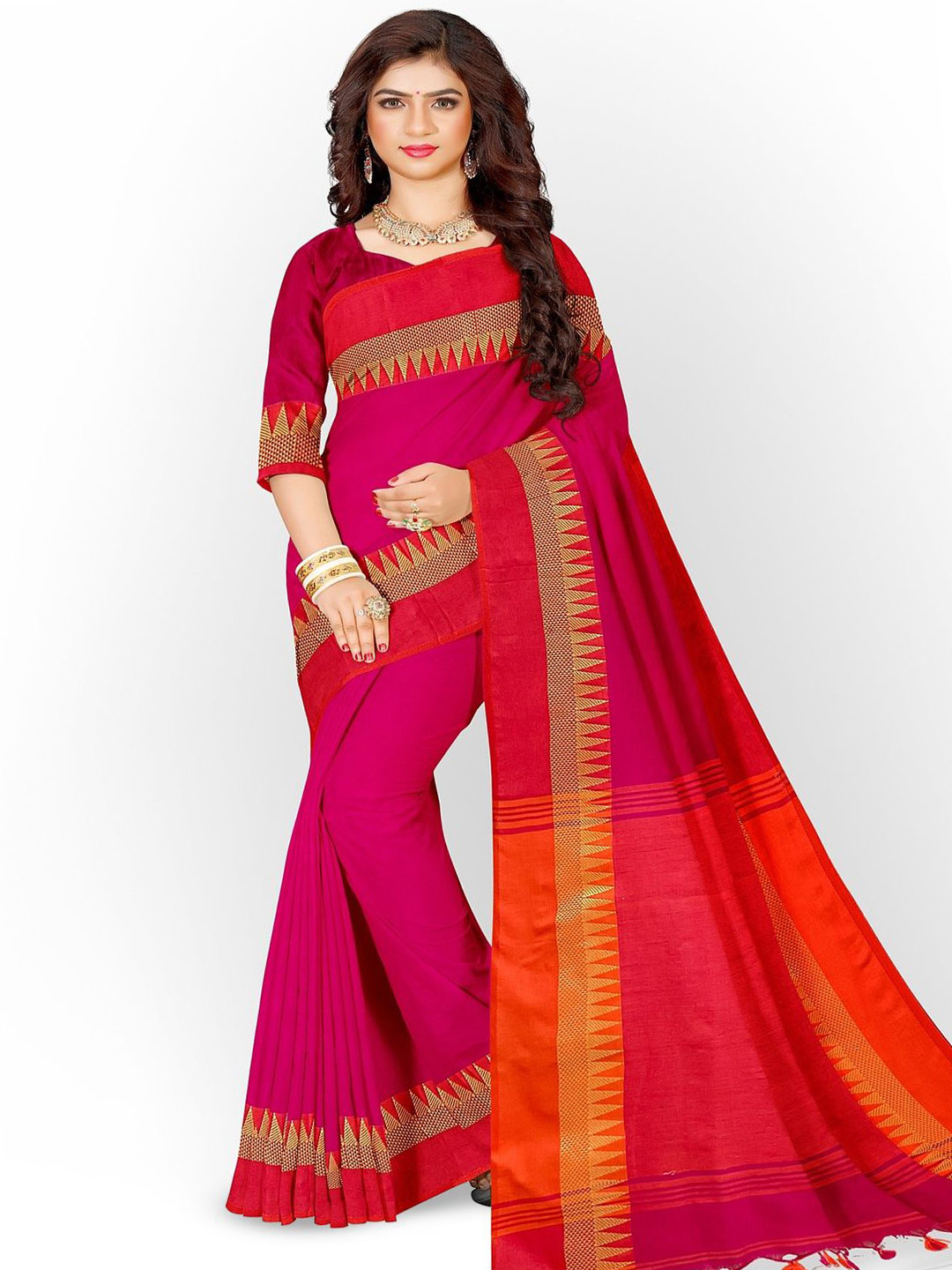 BALARAM SAHA Solid Saree With Blouse Piece