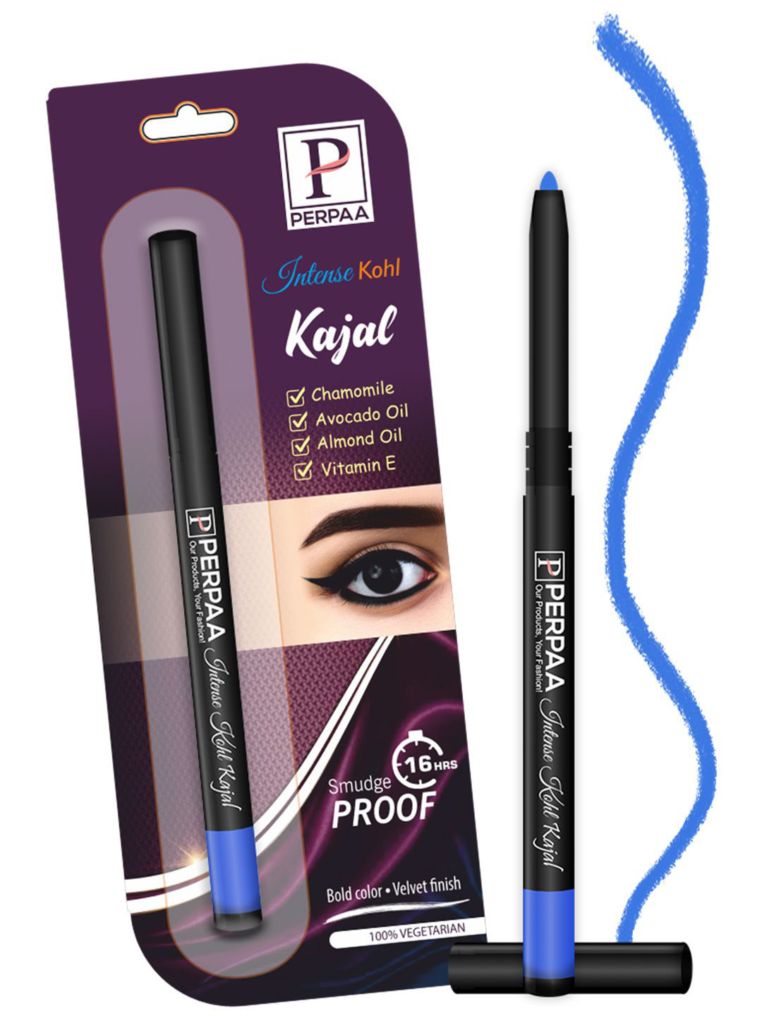 PERPAA Intense Kohl Long-Lasting Kajal With Avocado Oil - 0.35g - Blue