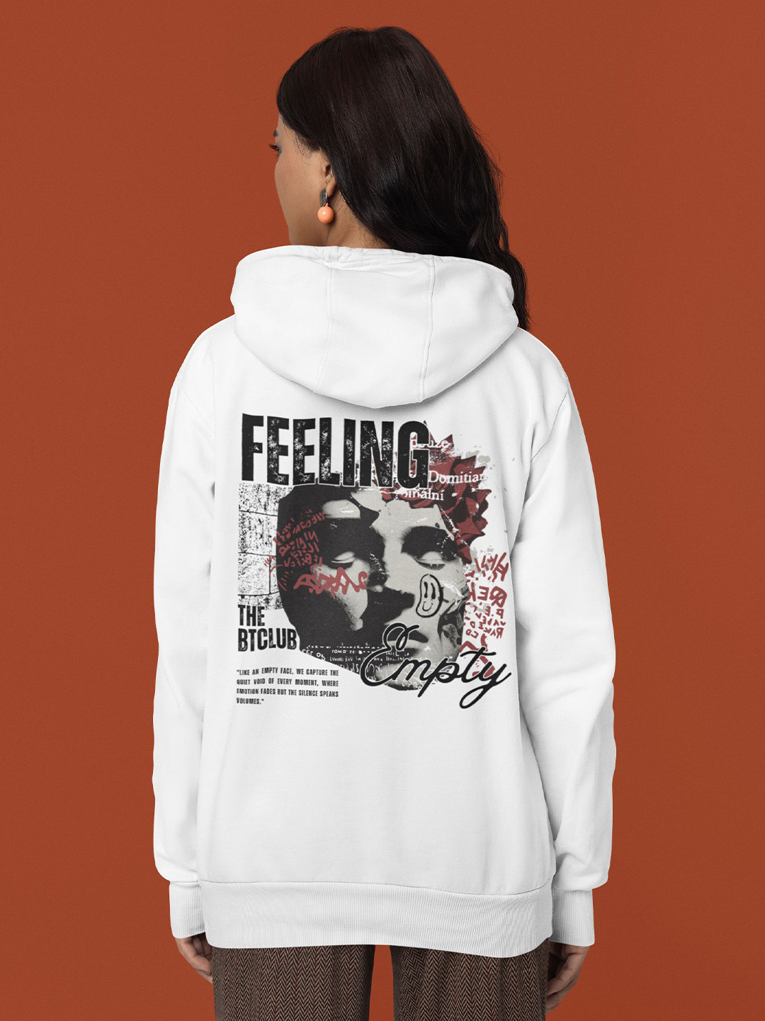 TheBTclub Women Feeling Empty Printed Hooded Sweatshirt