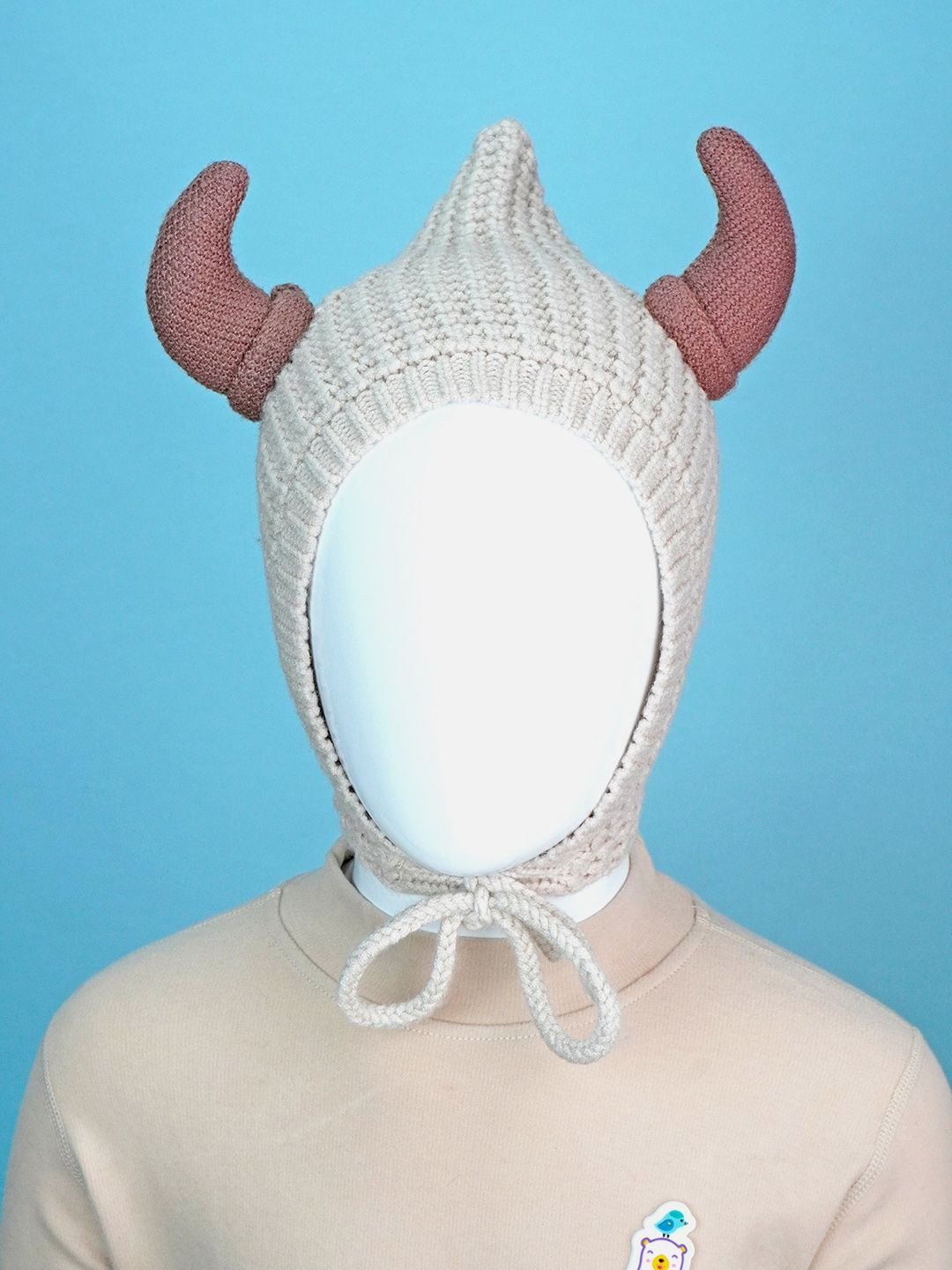 Little Surprise Box LLP Baby Horns Knitted Soft Woolen Winter Cap With Tie Up 6-18 Months