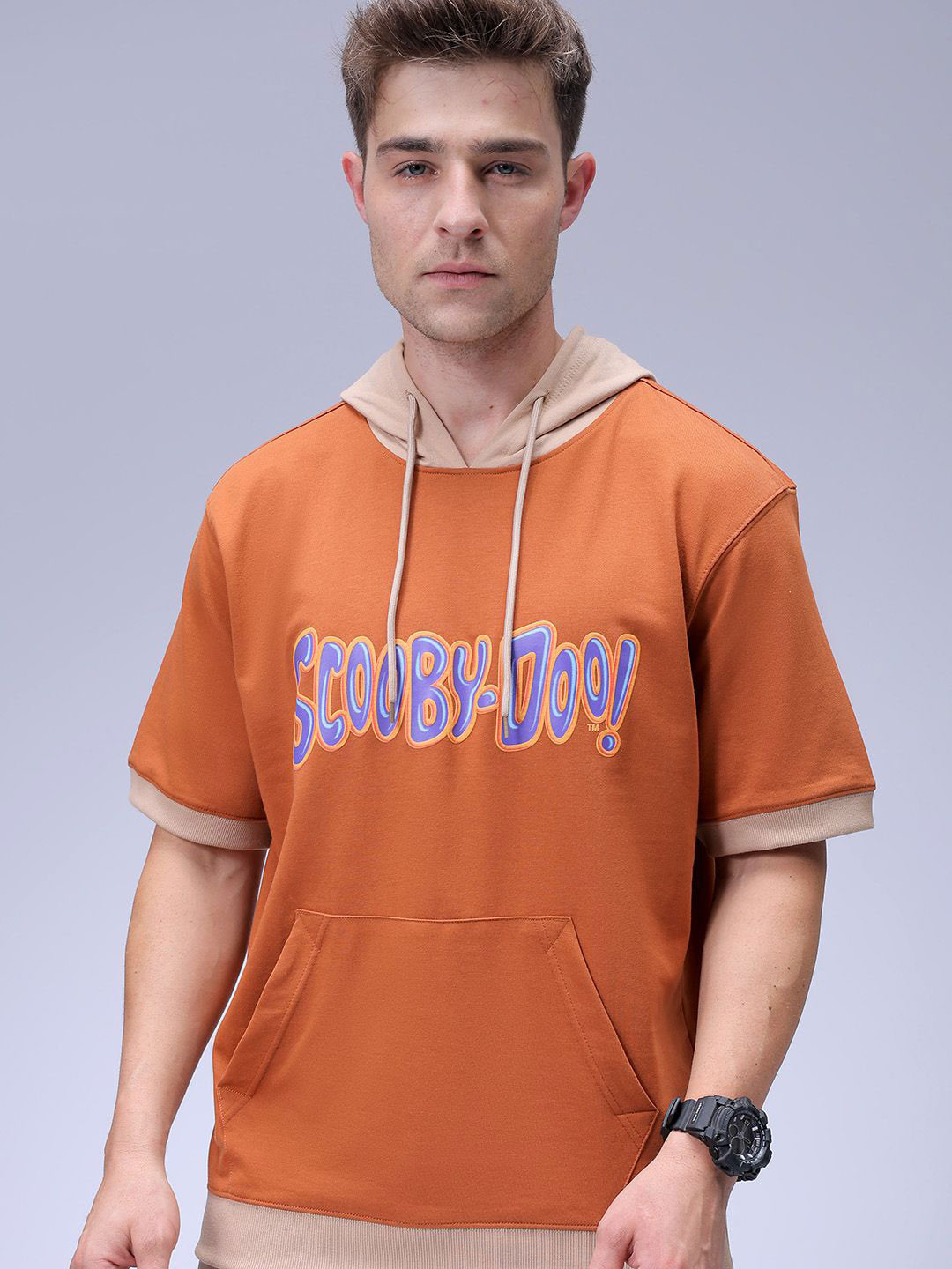 The Indian Garage Co Men Oversized Scooby-Doo Printed Overhead Hooded Sweatshirt