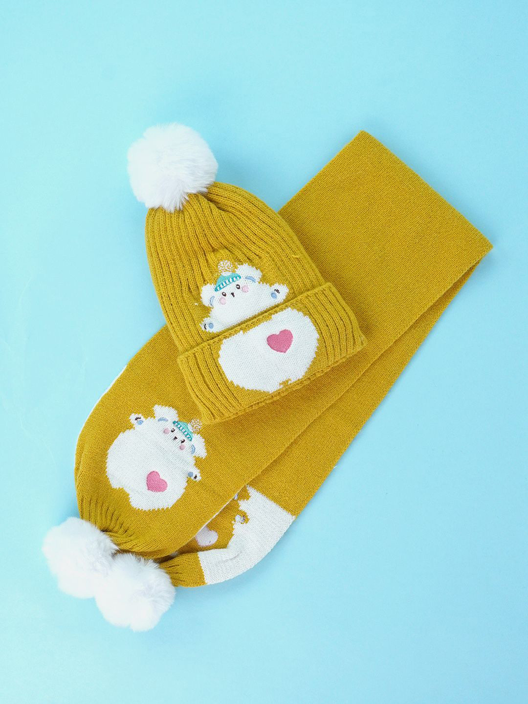 Little Surprise Box LLP 2Pcs Beanie With Matching Long Style Neck Mufflers For Kids