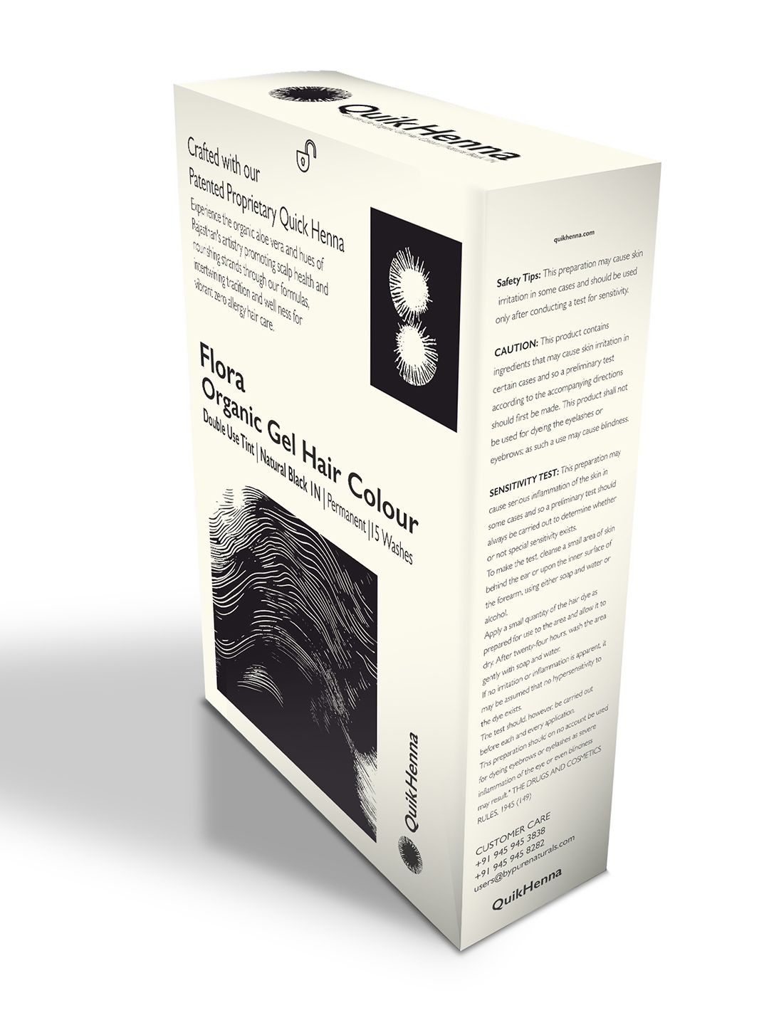 QUIKHENNA Flora Organic Gel Double Use Tint Hair Color - 70 g - Natural Black IN