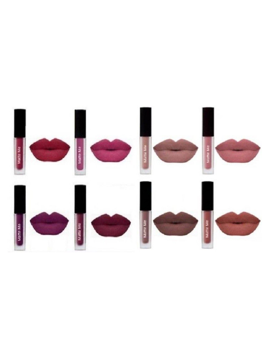 CIVAKI Set Of 8 Matte Me Mini Liquid Lipstick- 3 ml Each- Nude & Red