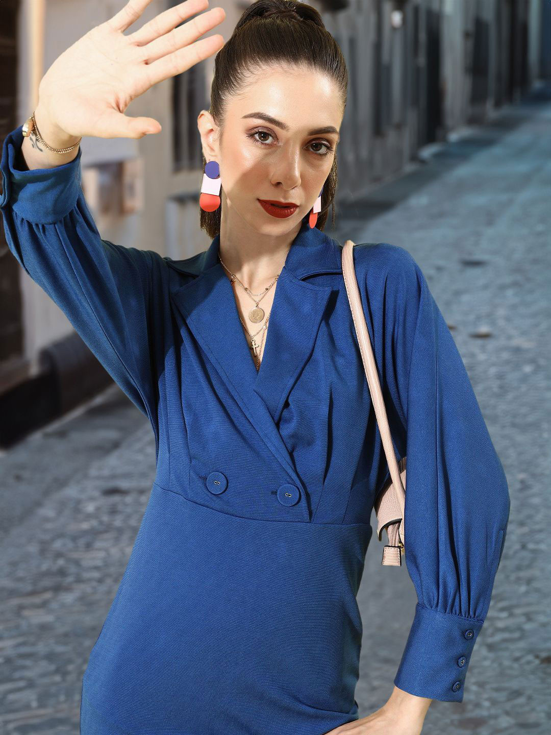 STYLECAST X KASSUALLY Women Mini Puff Sleeves Blazer Dresses