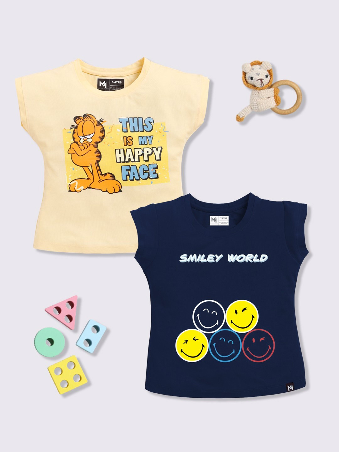 YK X Minute Mirth Girls Set of 2 Garfield Printed T-shirts