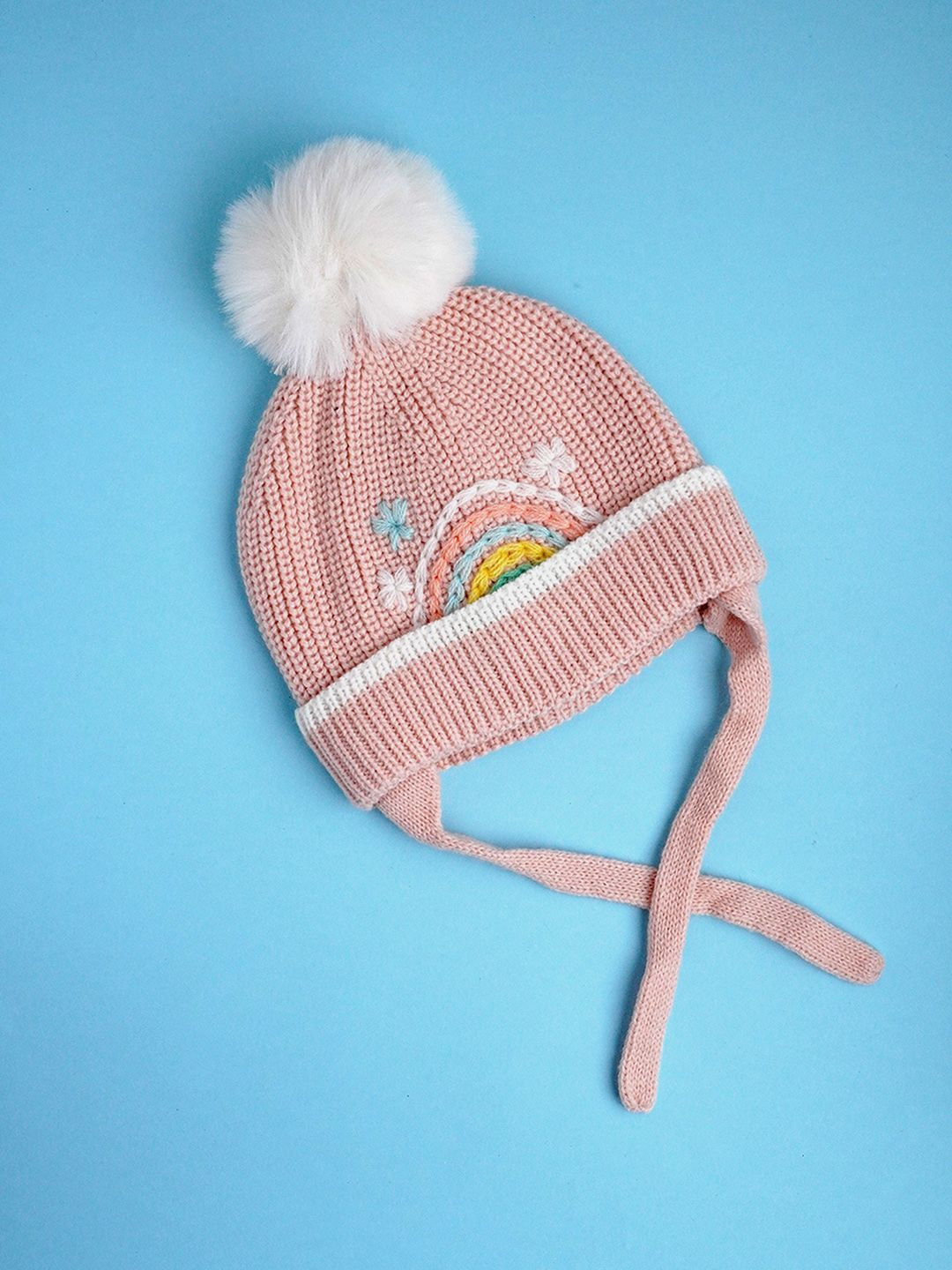 Little Surprise Box LLP Embroidered Rainbow Knitted Woolen Winter Cap/ Beanie For Kids.