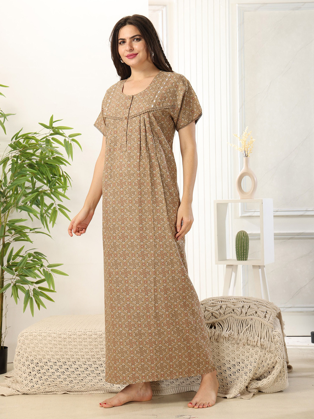 EASY MOM Floral Print Maternity Maxi Dress