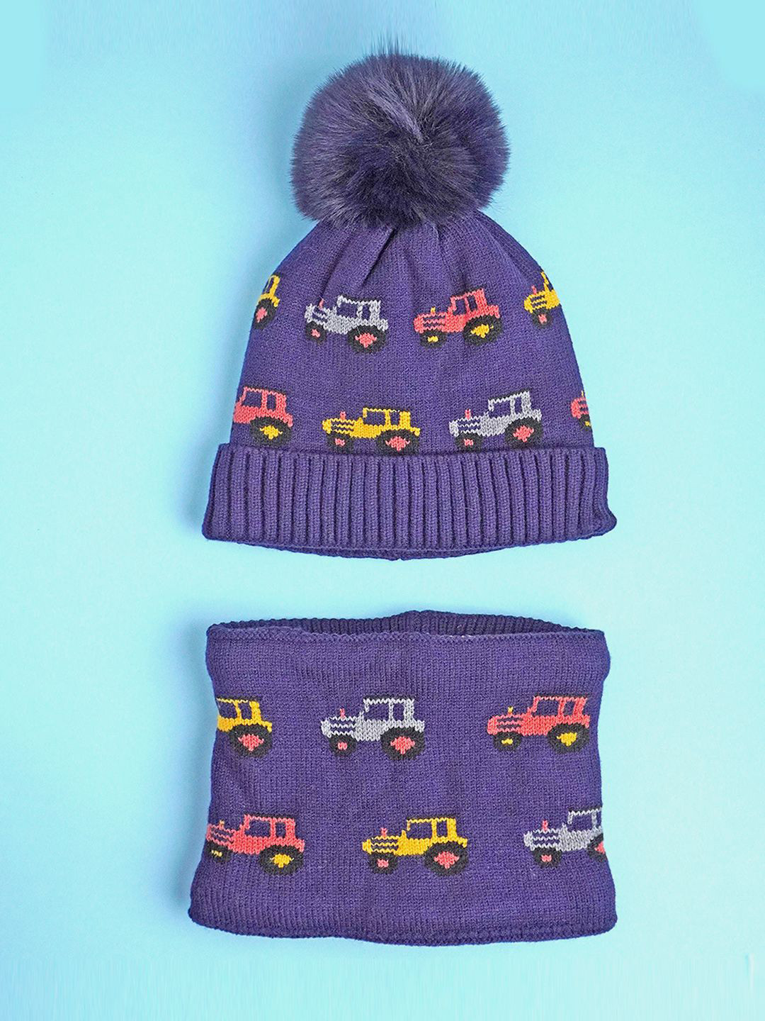Little Surprise Box LLP Unisex Kids Themed Beanie Winter Cap With Neck Muffler
