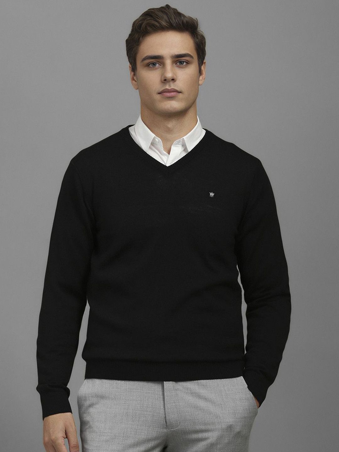 Louis Philippe Men Pullover V-Neck Sweater