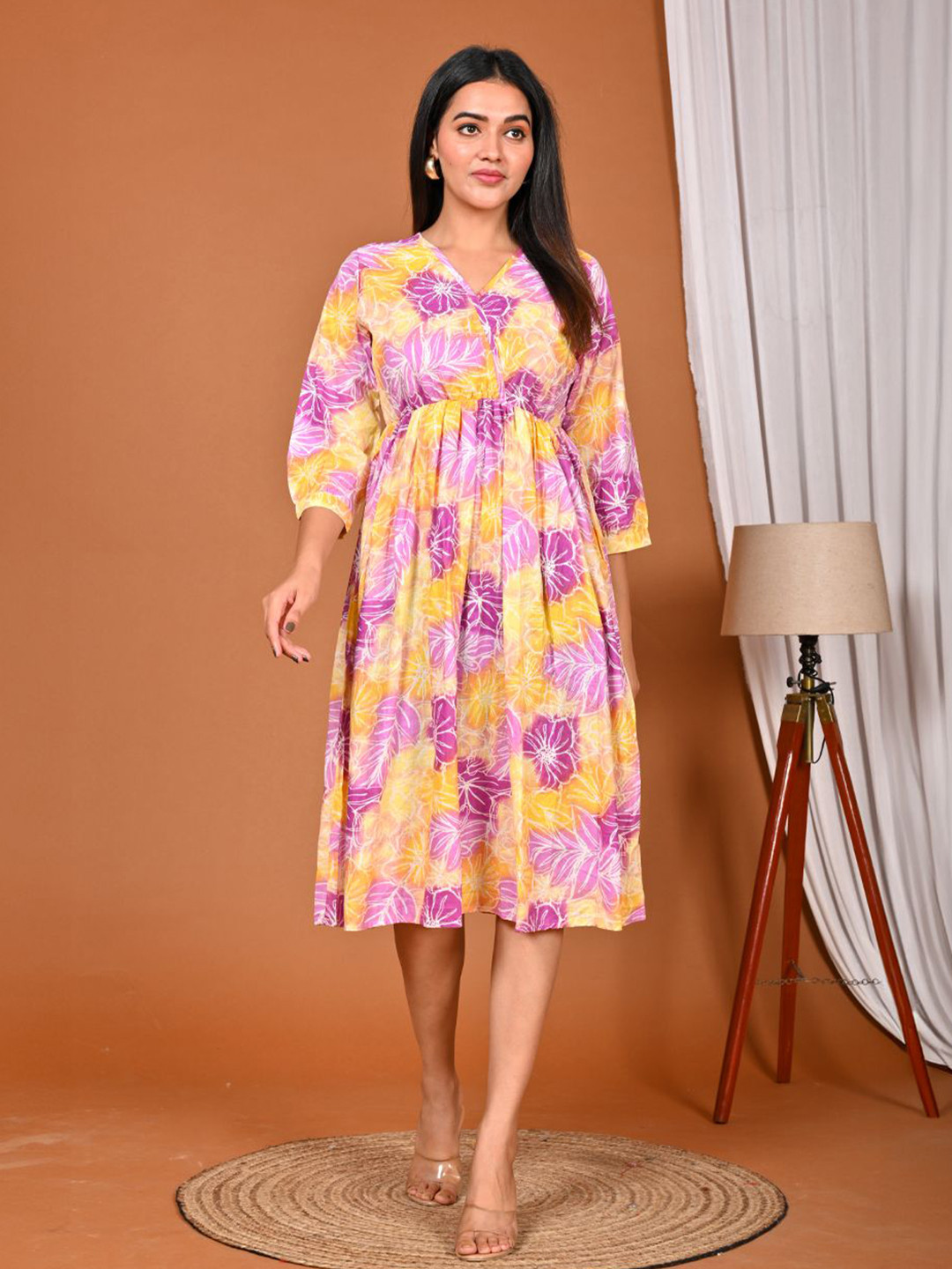 FABRU Floral Print A-Line Dress