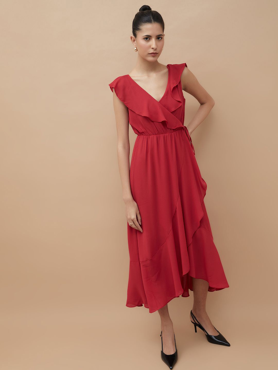 CODE by Lifestyle V-Neck Ruffles Wrap Dress