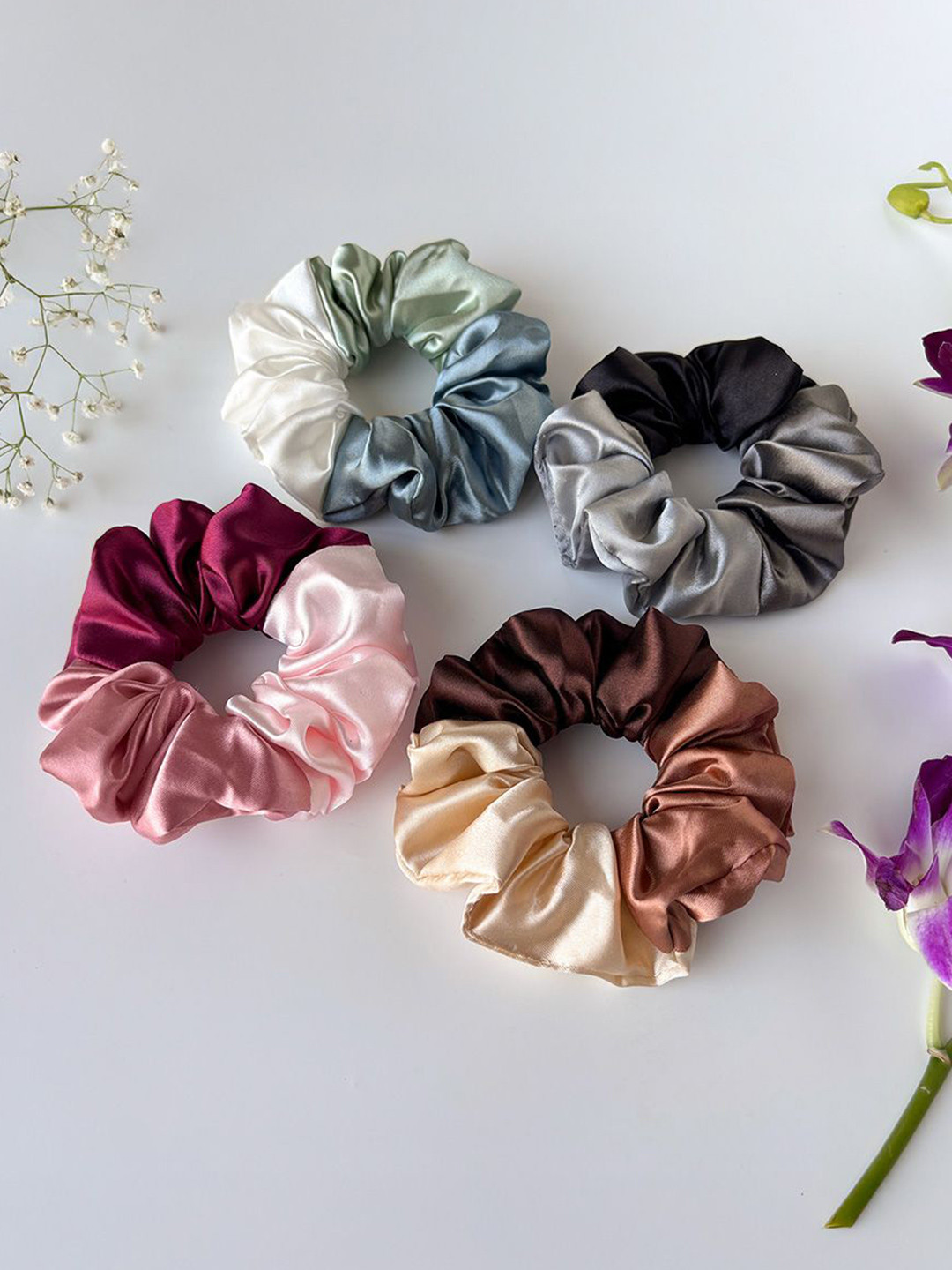 Silvr Bear Women Satin Scrunchies