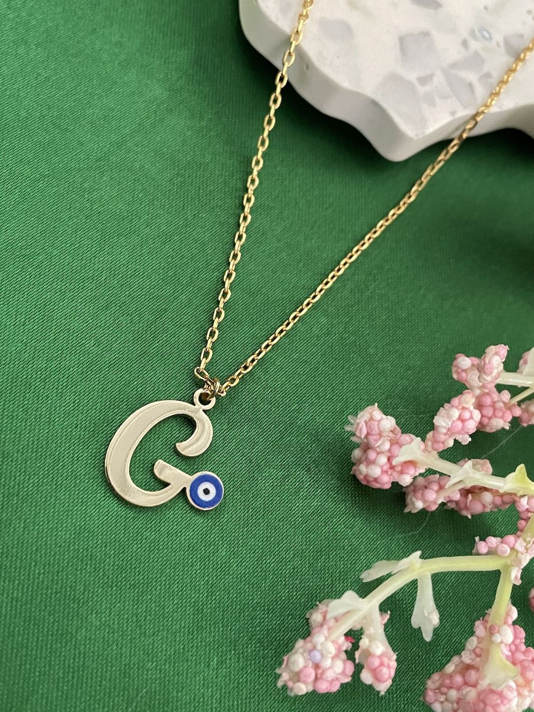 Digital Dress Room Gold-Plated Letter 'G' Evil Eye Chain