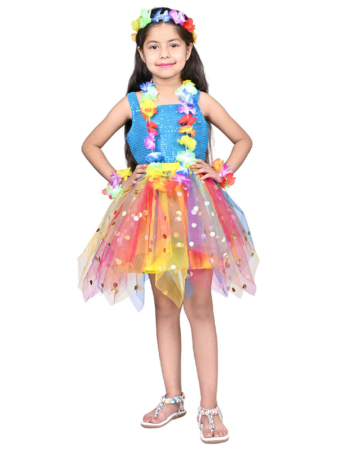 itsmycostume Girls Embellished Square Neck Top With Shorts Goa Girl Costume