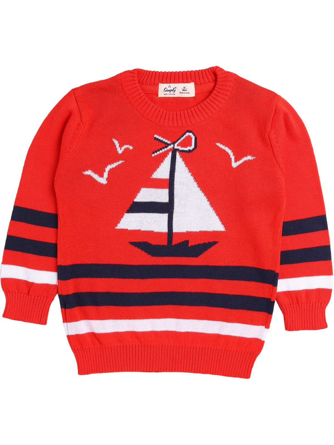 Simply Boys Self Design Pullover Sweaters