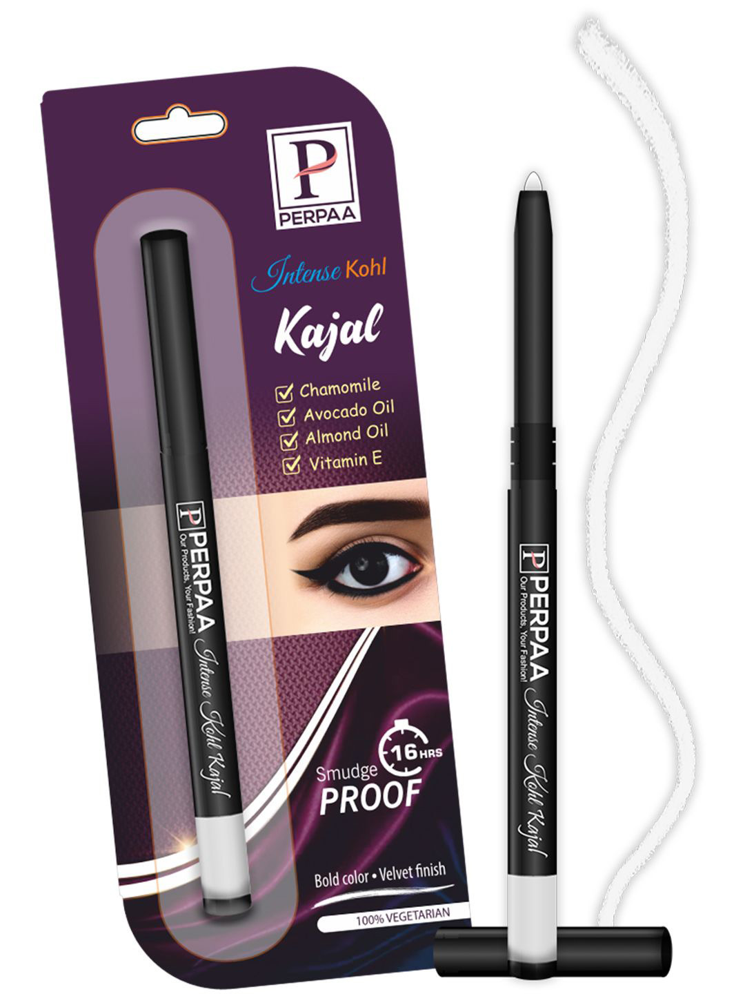 PERPAA Intense Kohl Long-Lasting Kajal With Avocado Oil - 0.35g - White