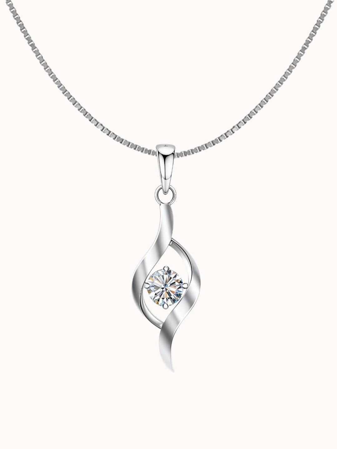 HighSpark 92.5 Sterling Silver Cubic Zirconia Classic Dew Drop Solitaire Pendant