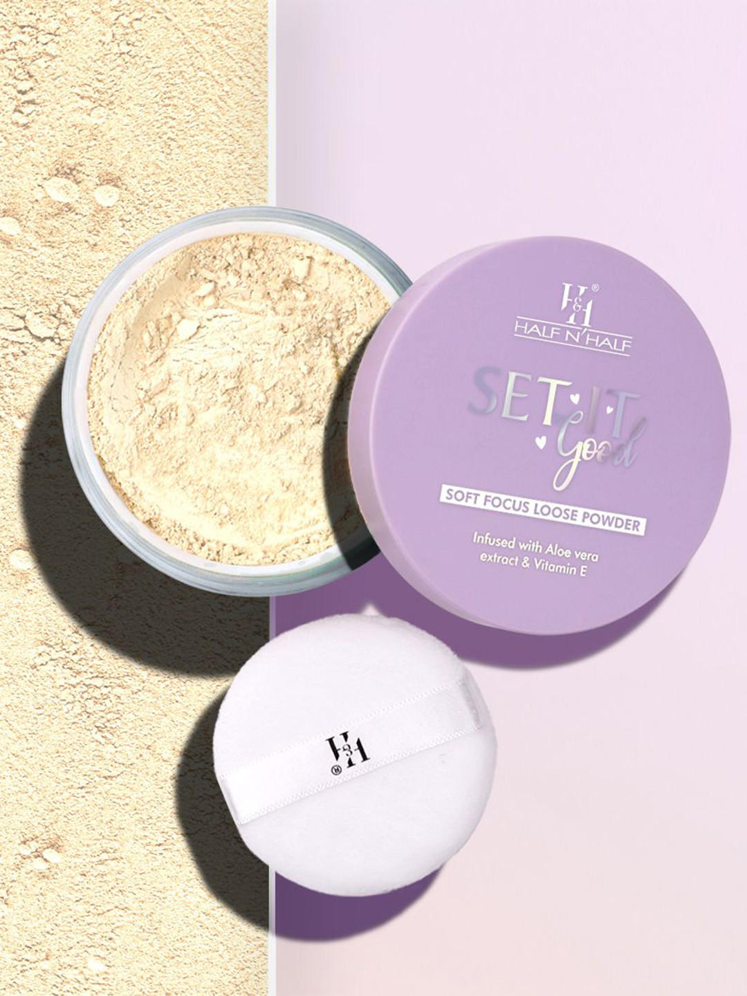 Half N Half Set It Good Soft Focus Loose Powder with Aloevera 12 g - Banana