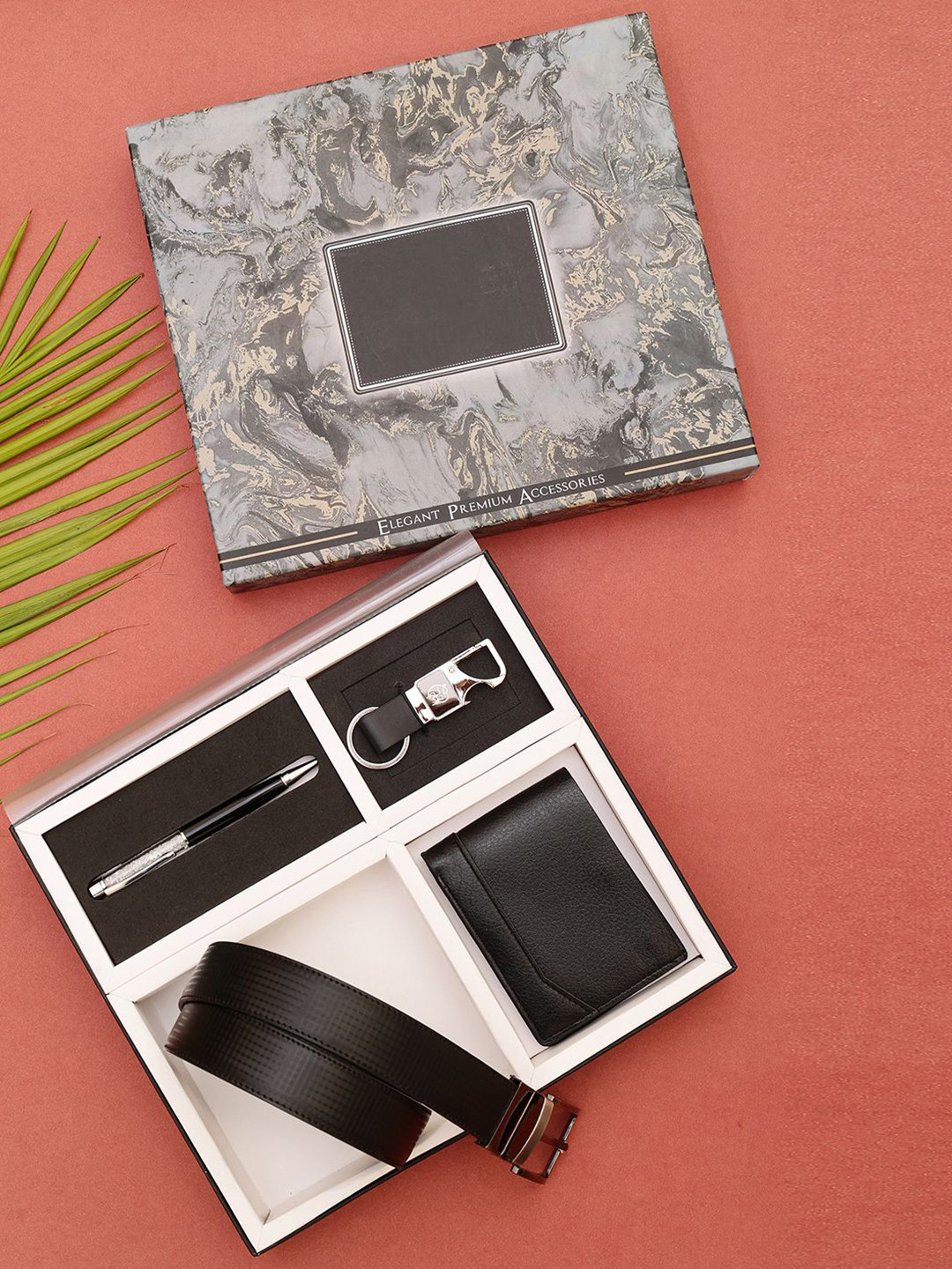 SAZARA Men Reversiable Belt ,Wallet, Keychain and Pen Gift Set